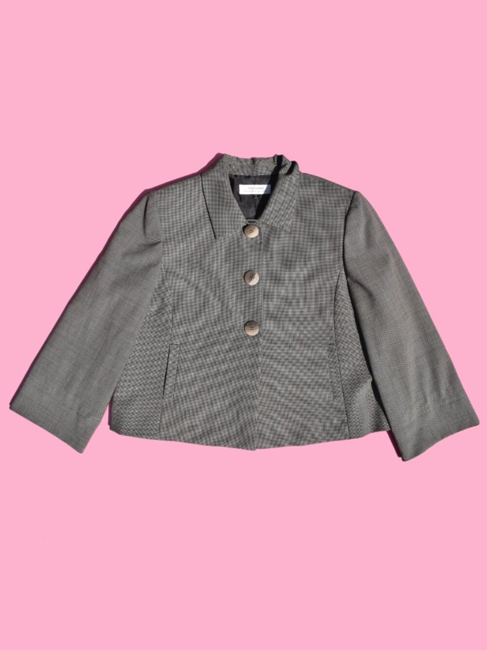 2000s Micro Check 3 Large Buttons Swing A-Line Coat Size 16